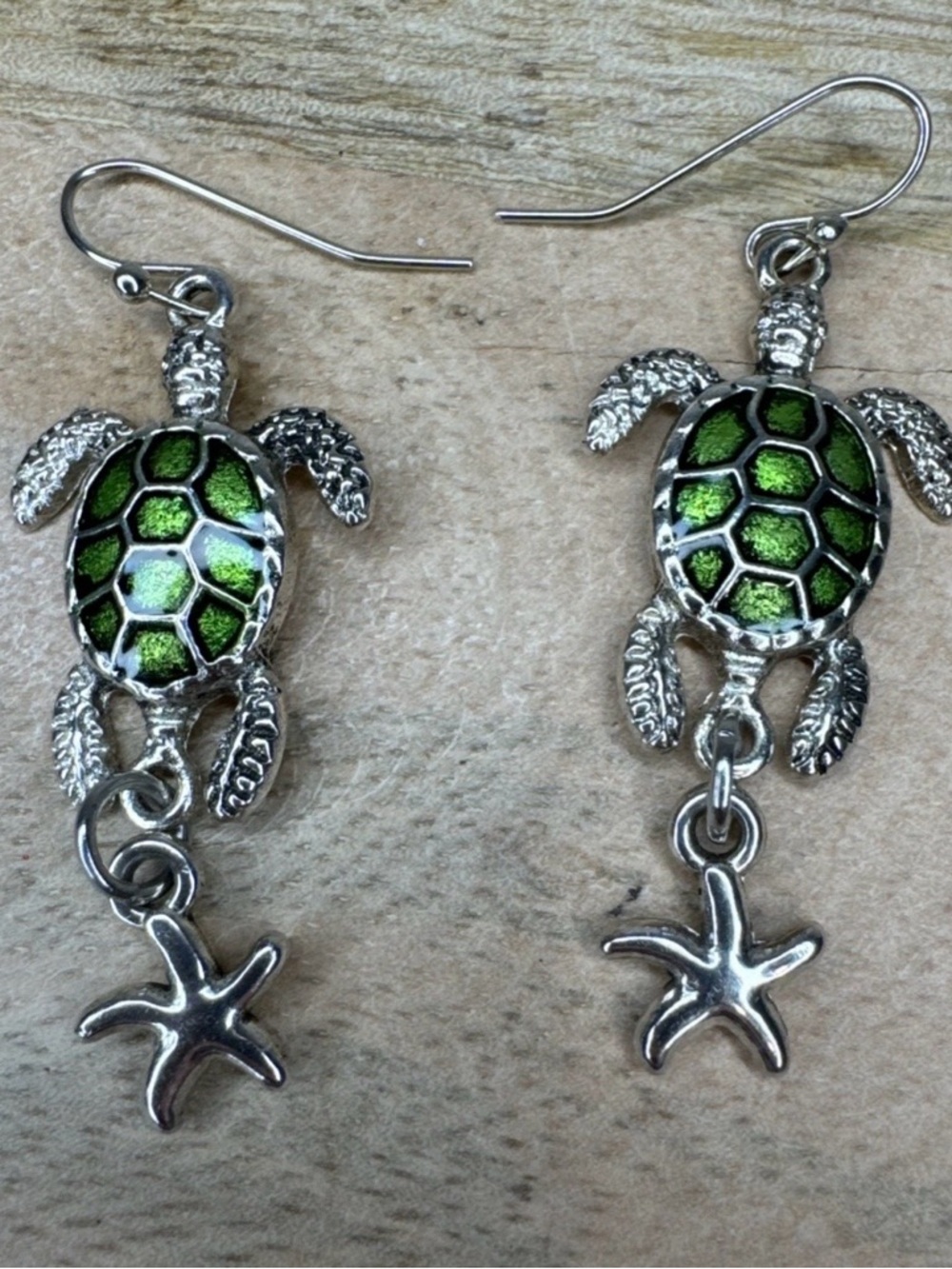 Green Turtle & Starfish Drop Earrings - Women's Jewelry